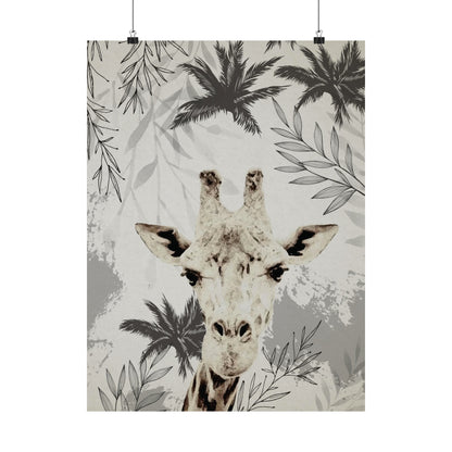 Giraffe with grey leaves