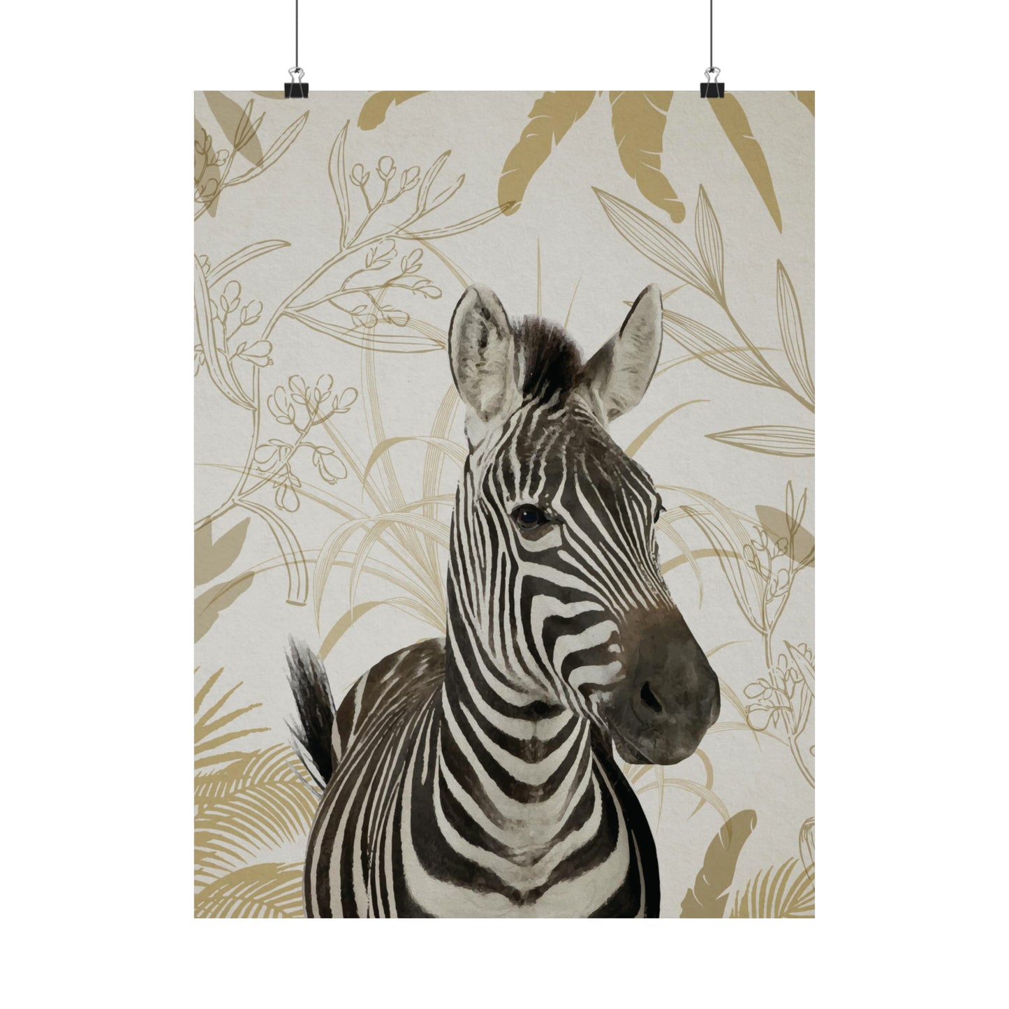 Zebra with golden leaves