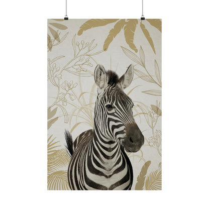 Zebra with golden leaves