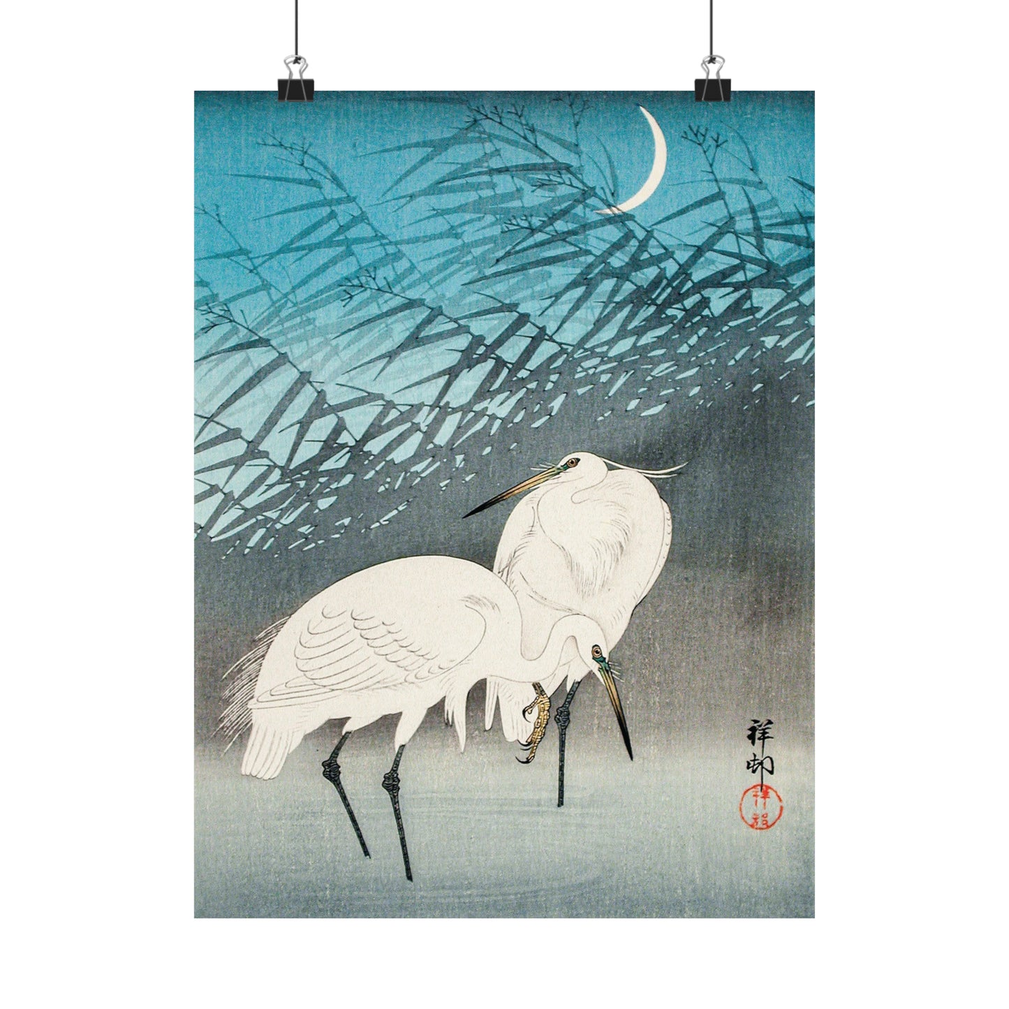 Cranes and Moon by Koson